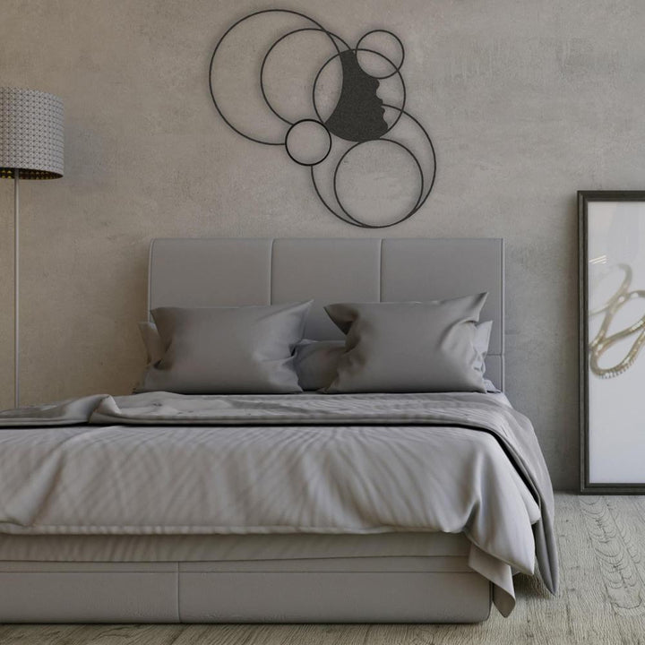 Metal Decor with Girl and Circles